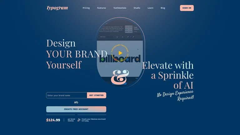 Typogram homepage — logo and brand design tool