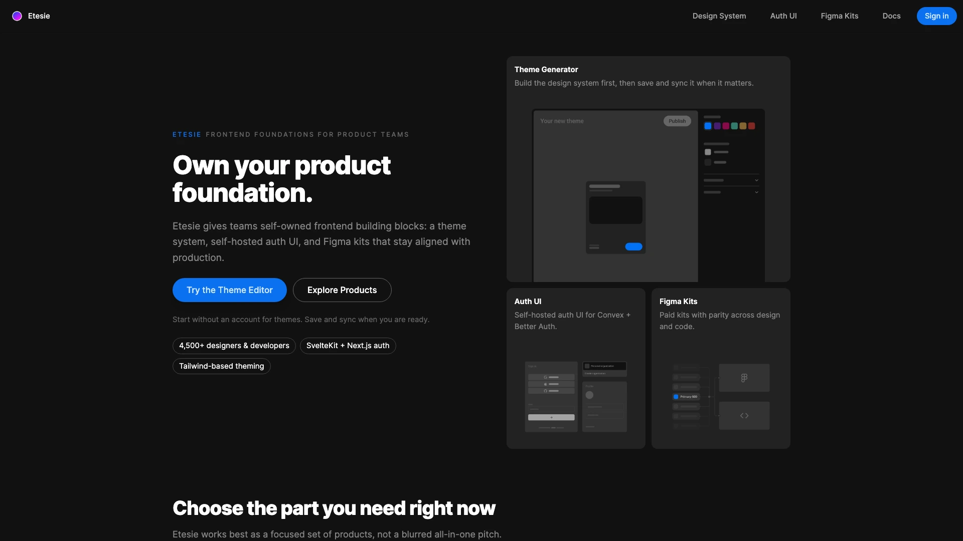 Etesie homepage — frontend foundations for product teams