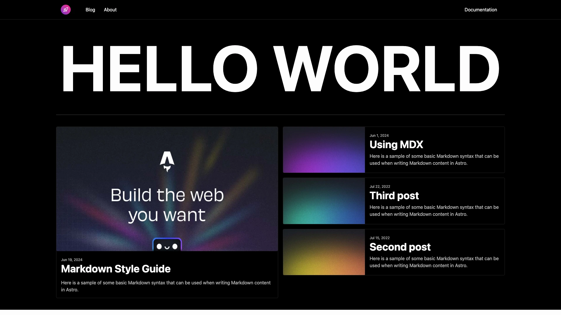 Stardust homepage hero